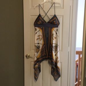 Scarf print high low dress